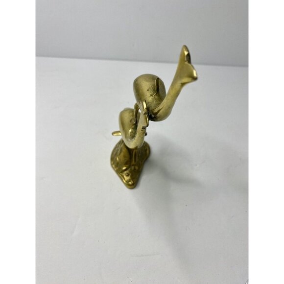 Brass Dolphin Figurine Swimming Ocean Nautical Beach‎ Decor 6” Vintage - Picture 4 of 11